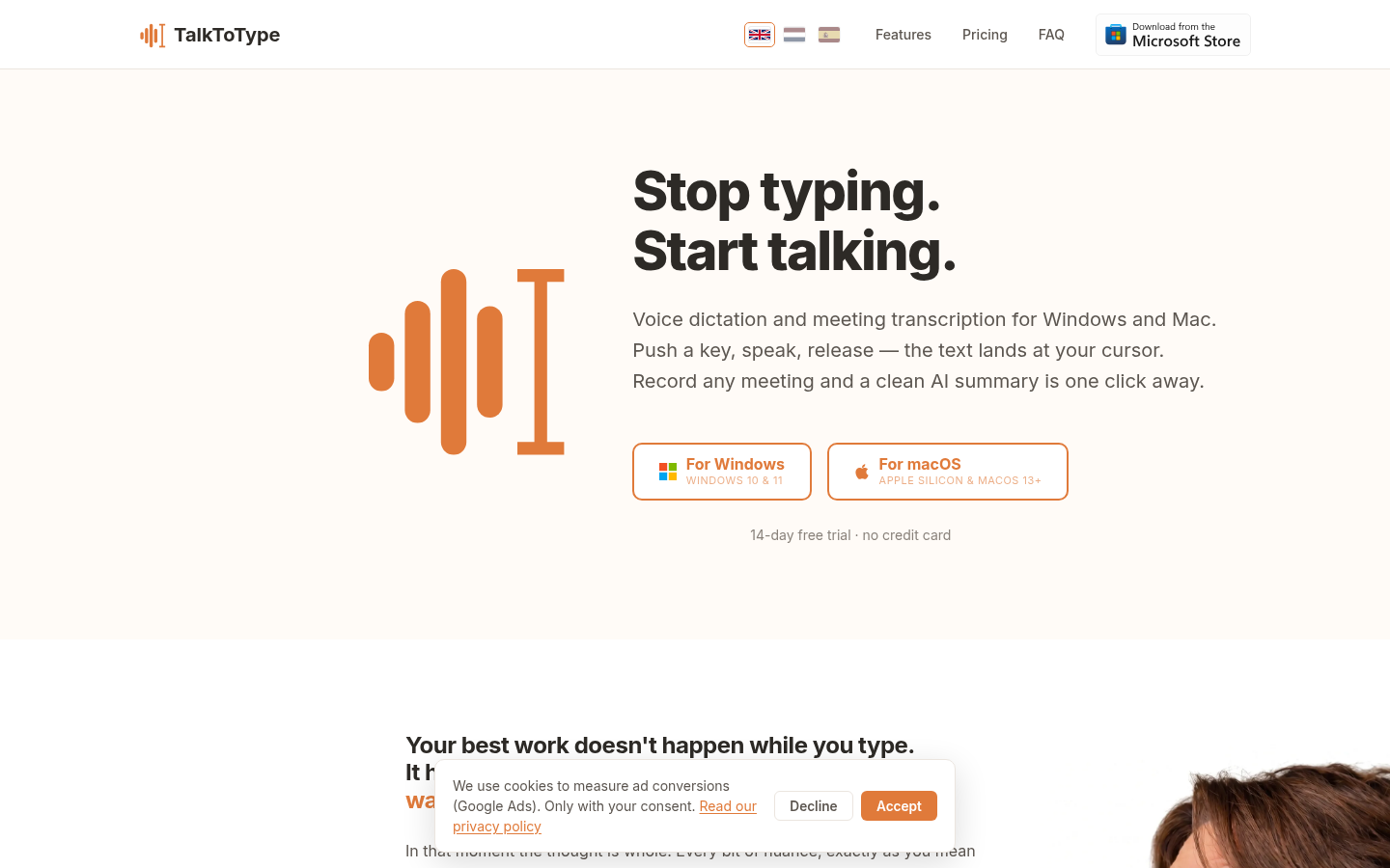 Talk to Type product screenshot