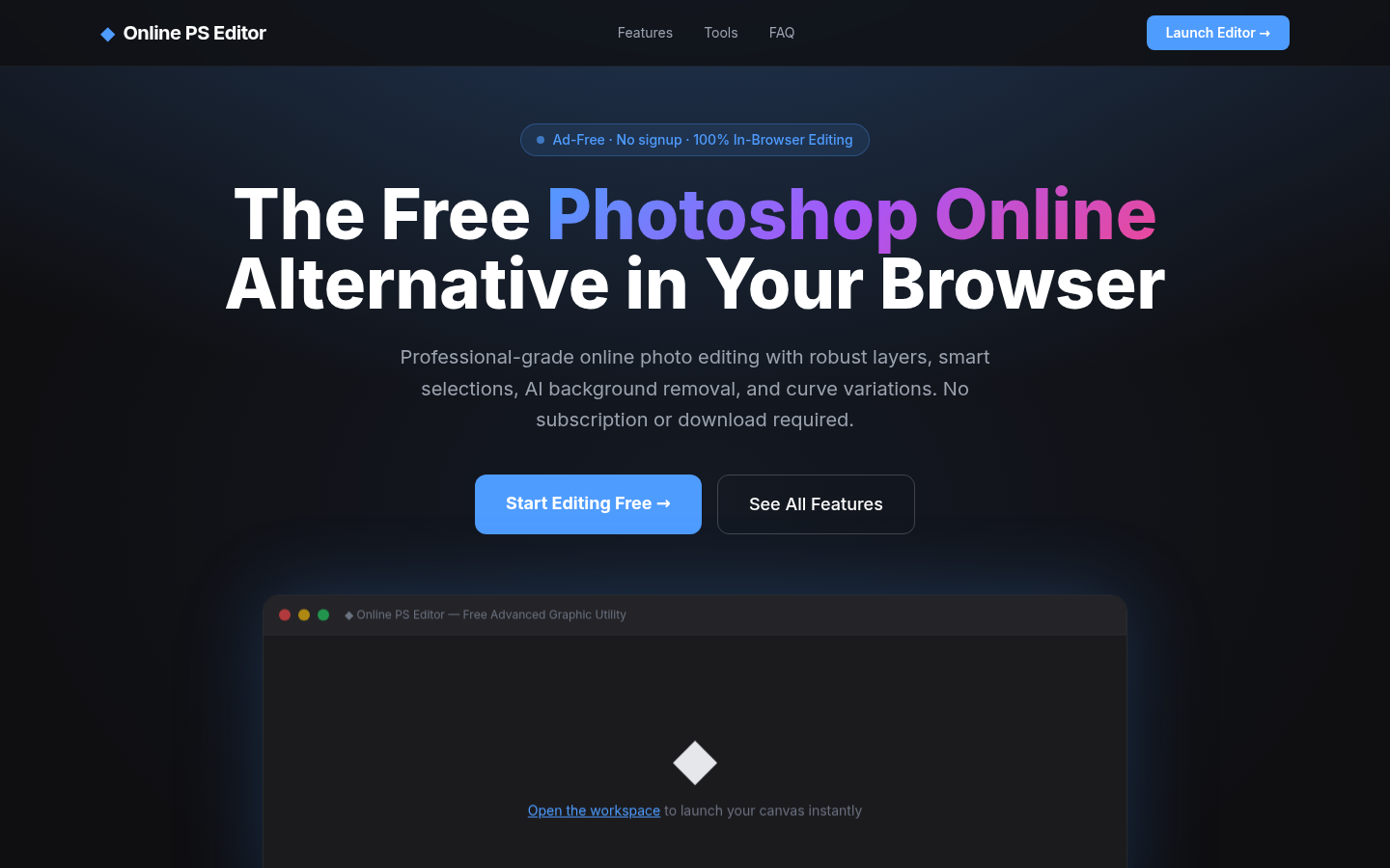Online PS Editor product screenshot