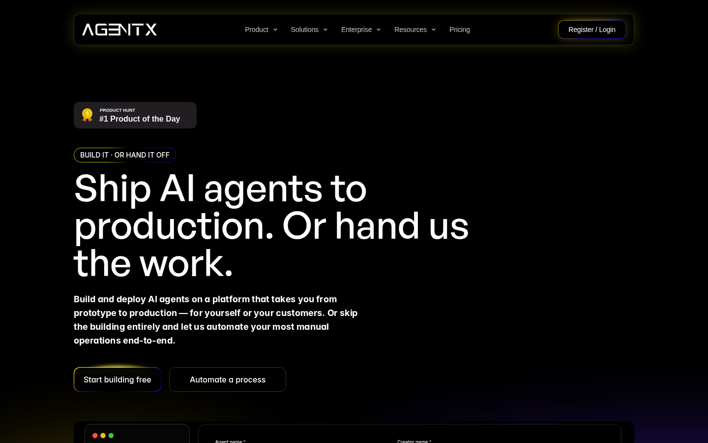 AgentX product screenshot