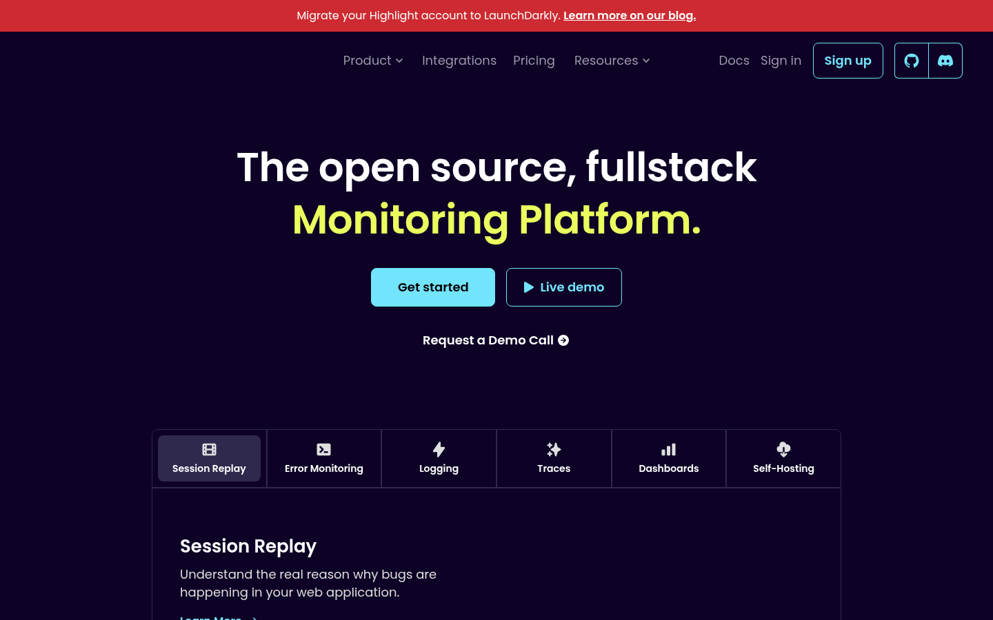 highlight.io product screenshot