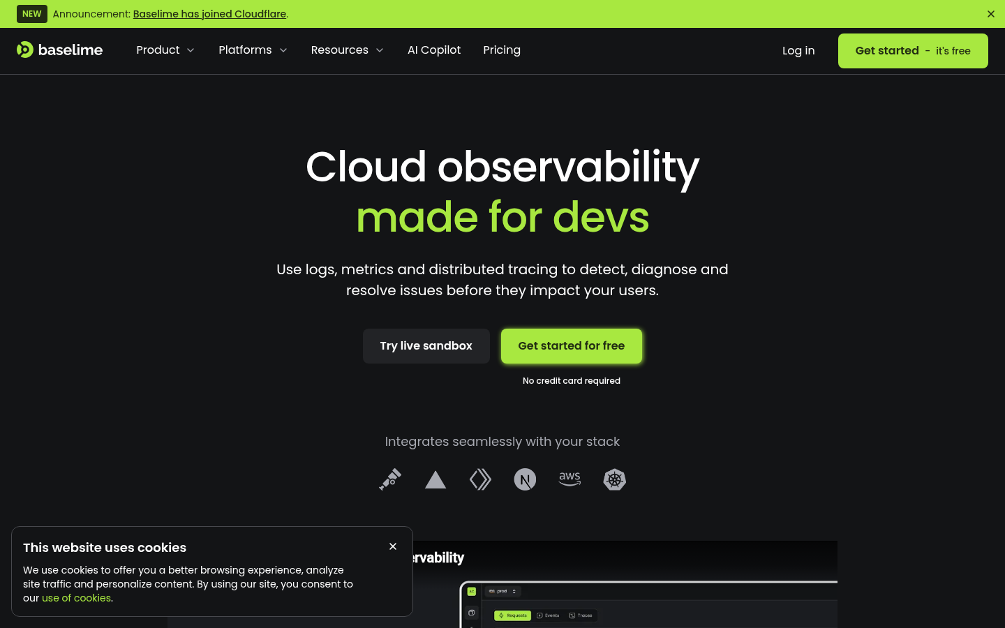 Baselime product screenshot