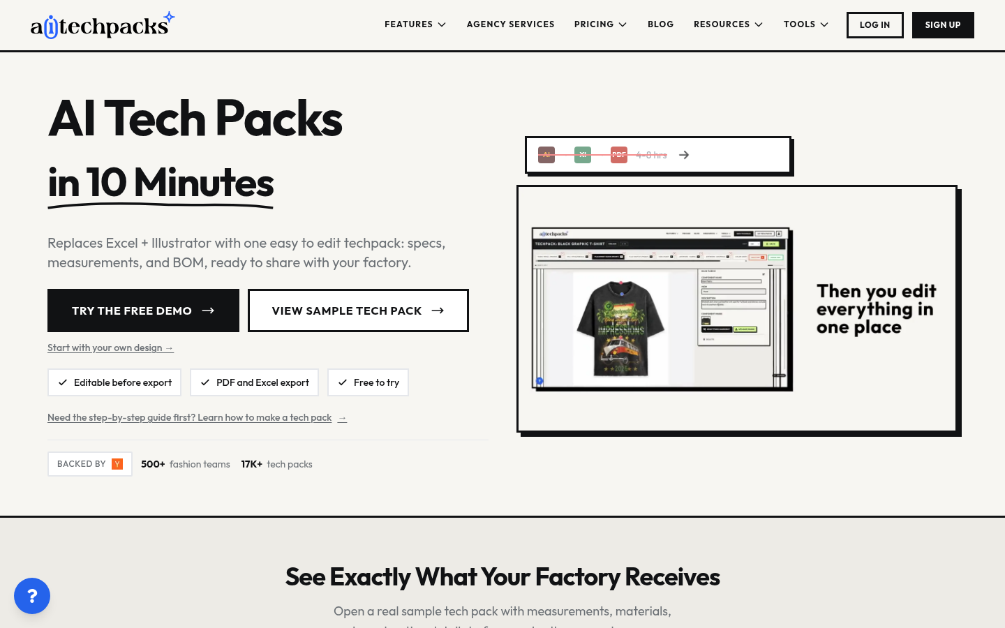 AI Tech Packs product screenshot