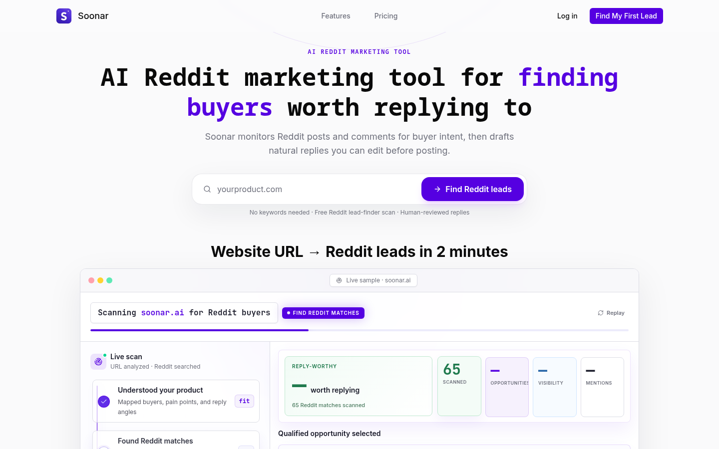 Soonar product screenshot