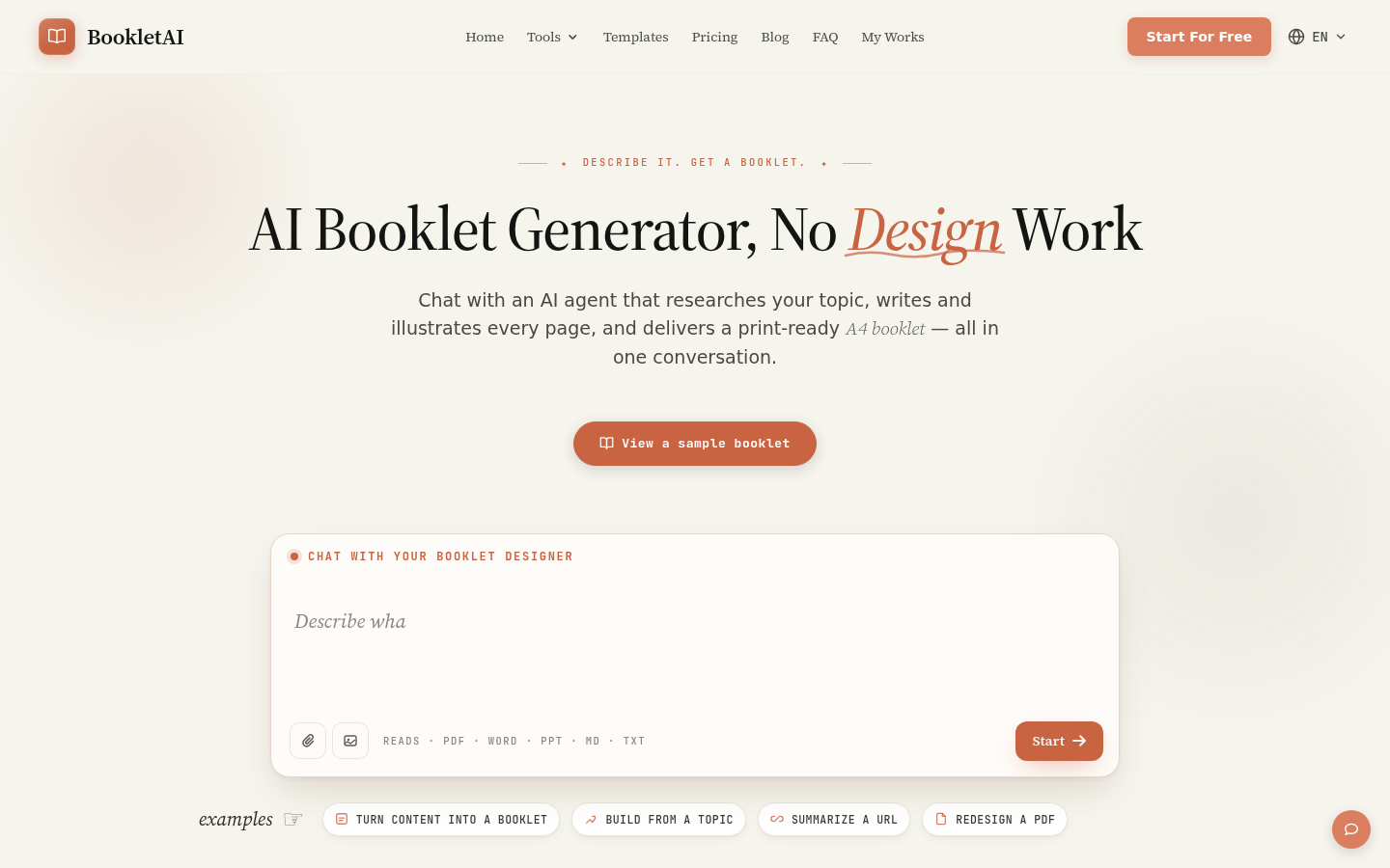 Booklet AI product screenshot