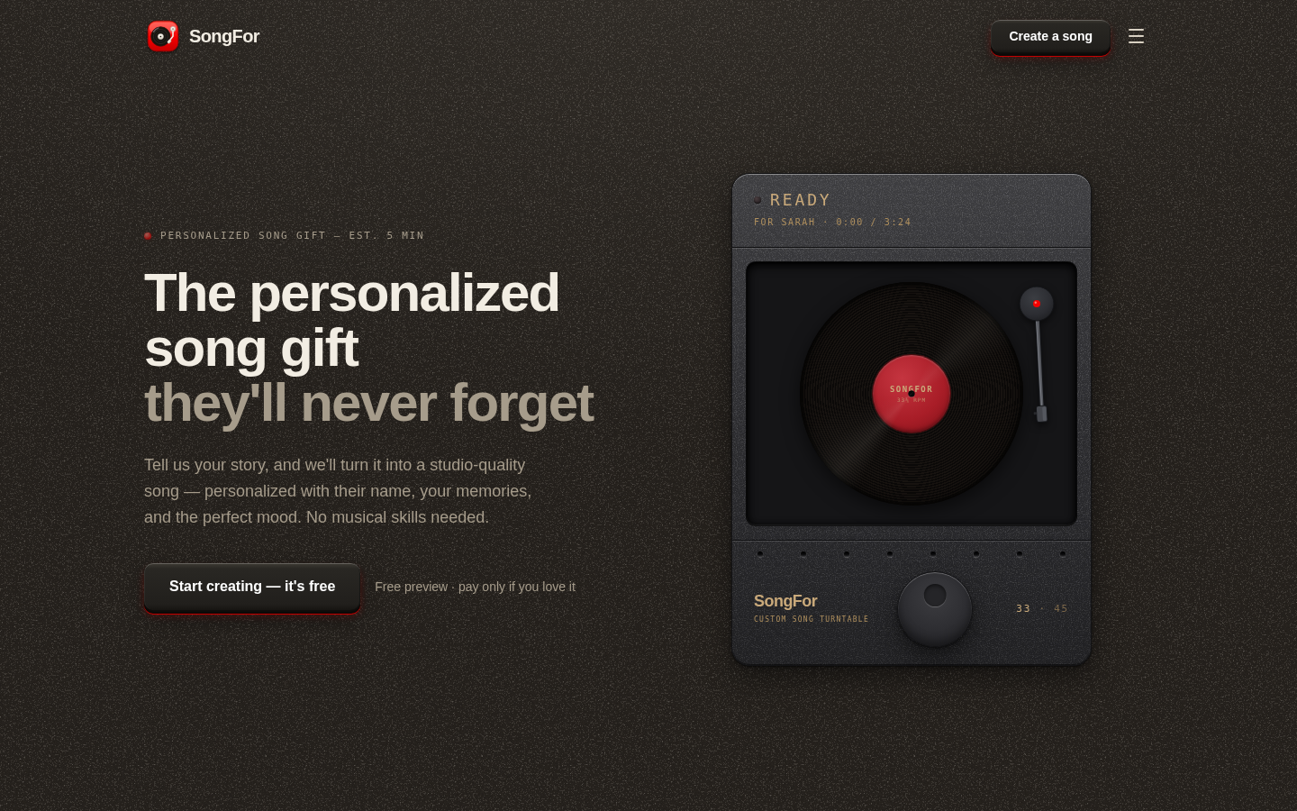 SongFor product screenshot