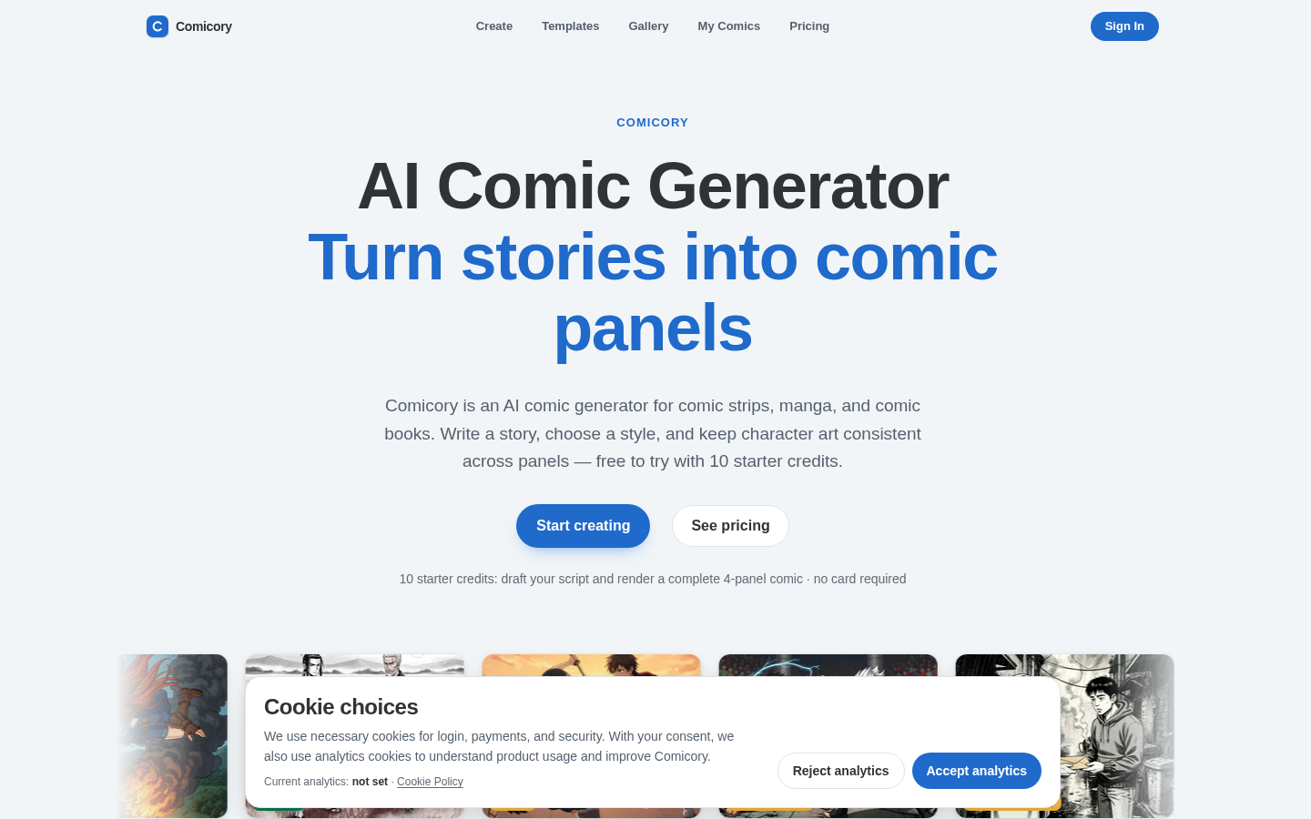 Comicory product screenshot