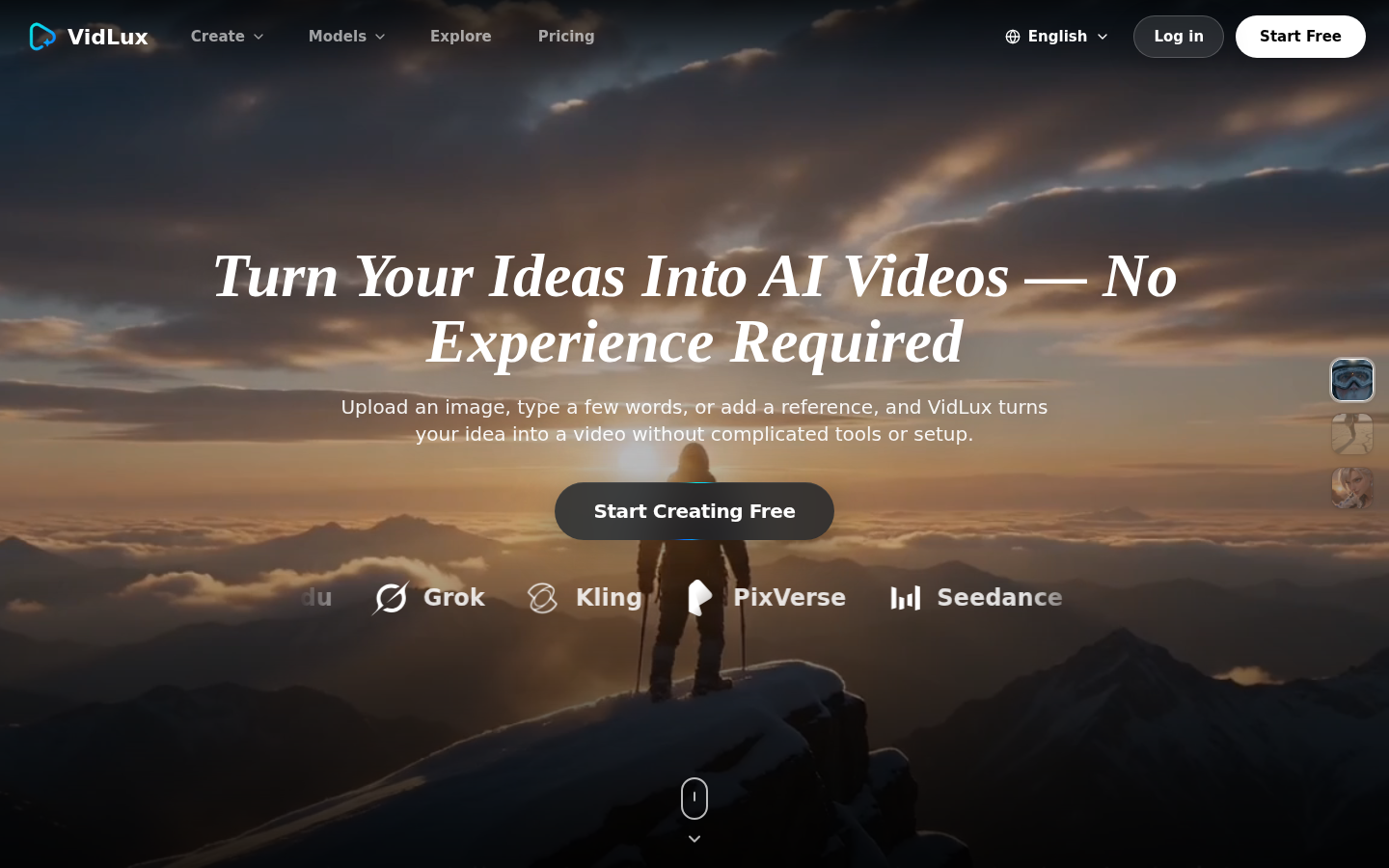 VidLux AI product screenshot