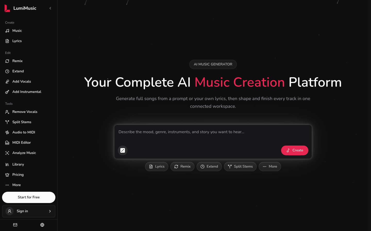 LumiMusic product screenshot