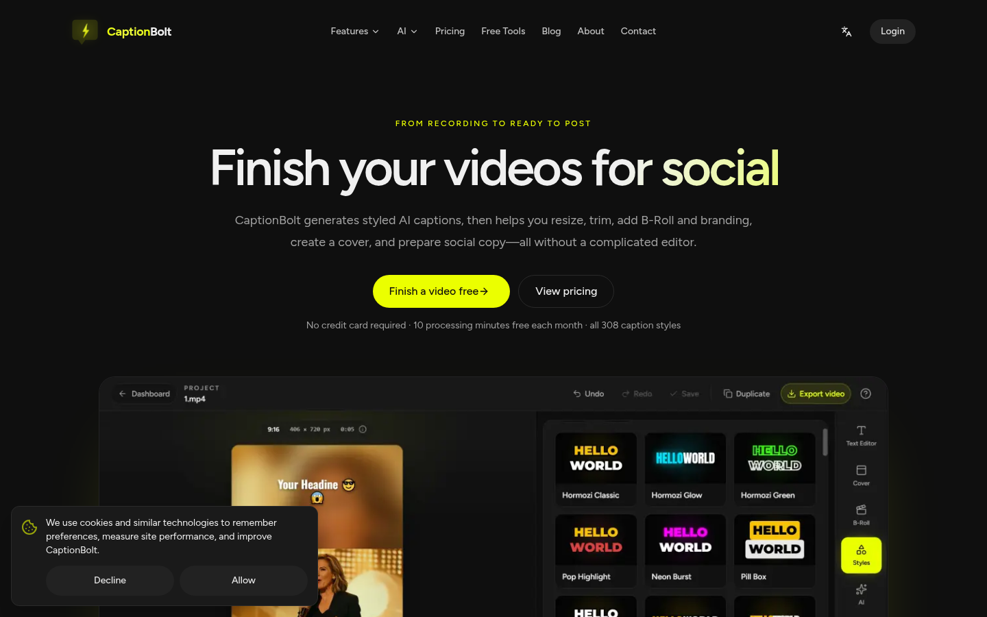 CaptionBolt product screenshot