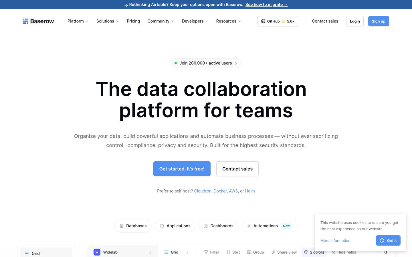 Baserow product screenshot