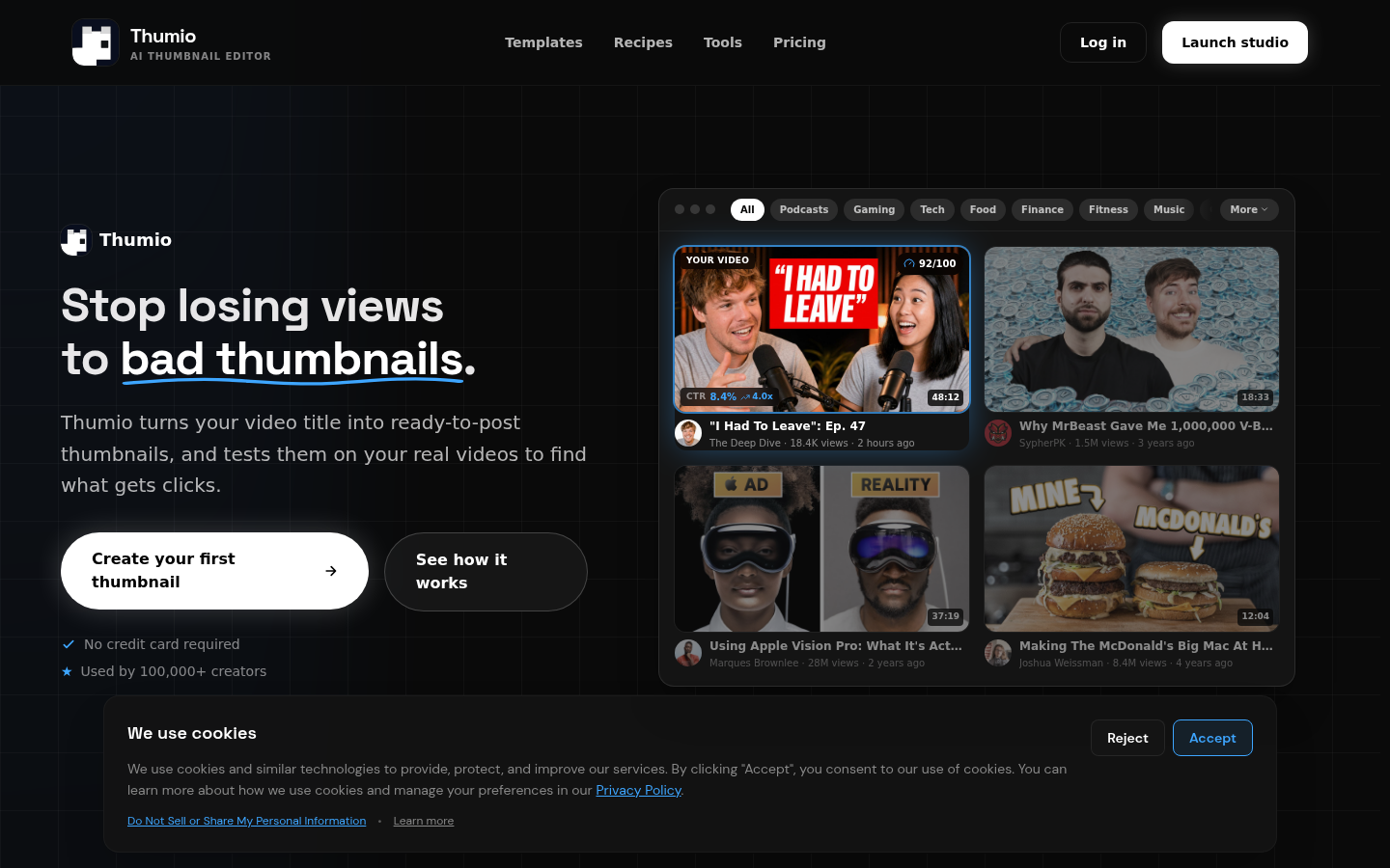 Thumio product screenshot