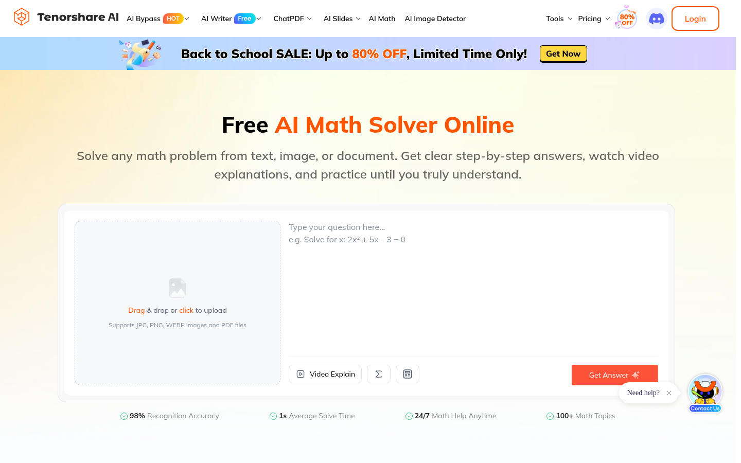 Tenorshare AI Math product screenshot