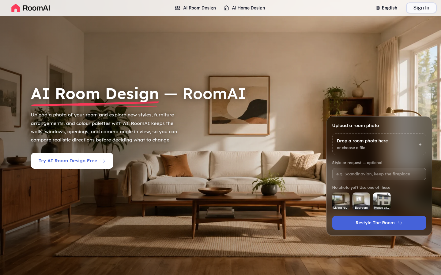 RoomAI product screenshot