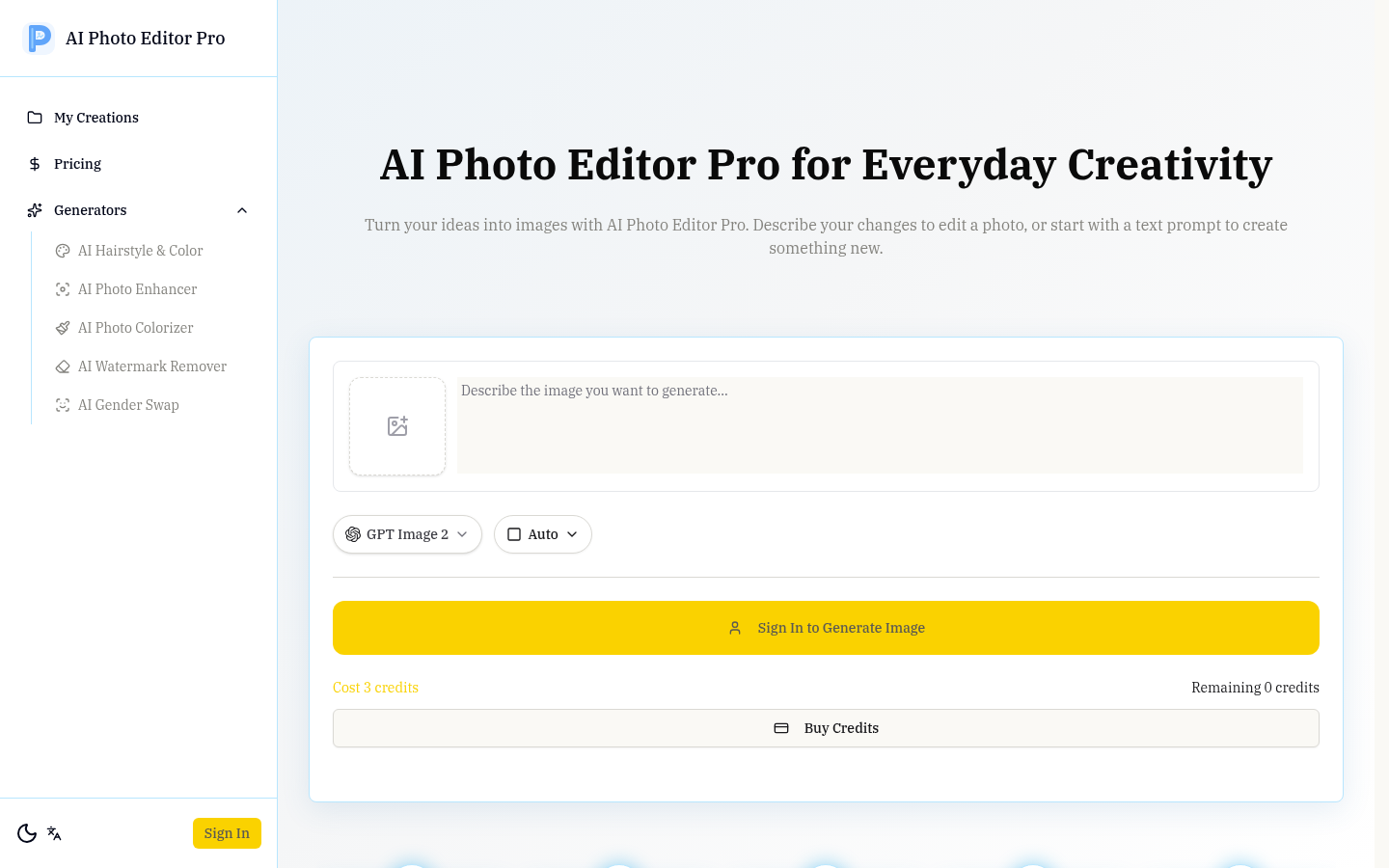 AI Photo Editor Pro product screenshot