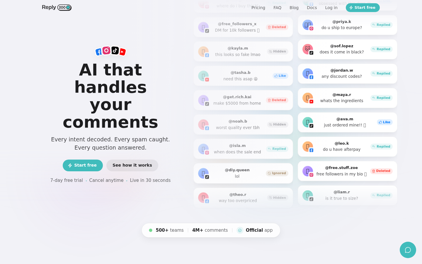 Reply200 product screenshot