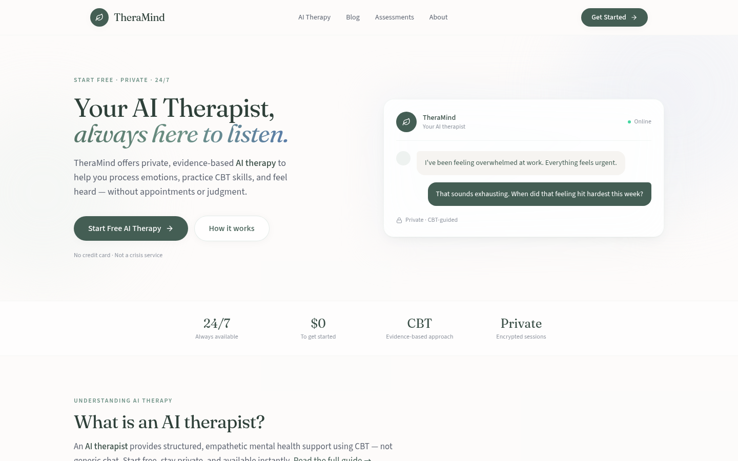 TheraMind product screenshot