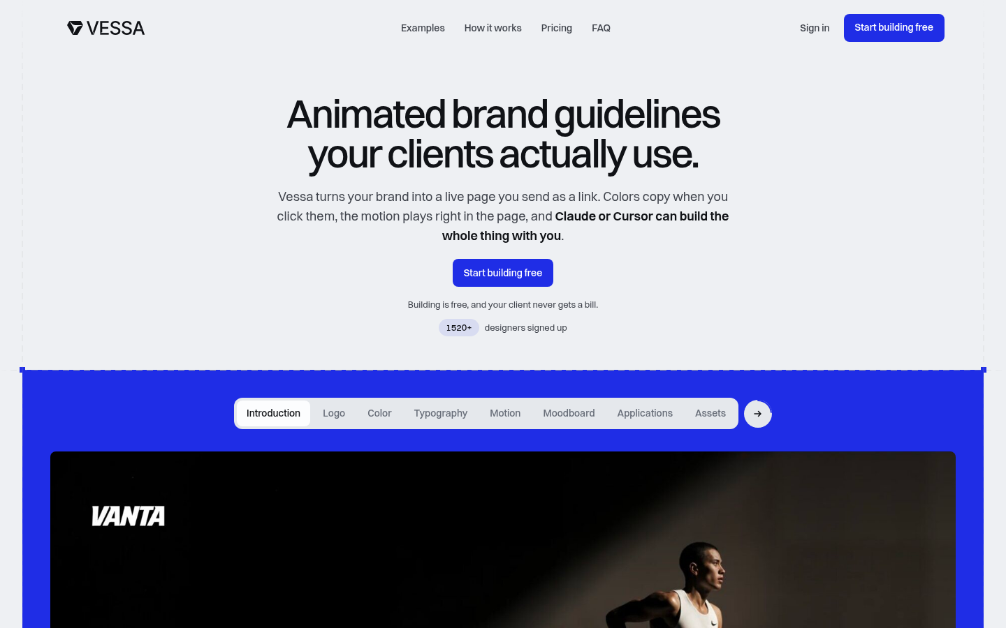 Vessa product screenshot