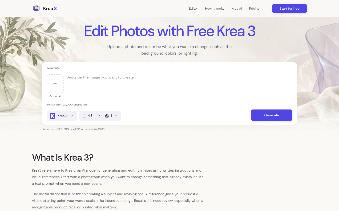 Krea 3 – Edit Photos and Generate Images with Text product screenshot