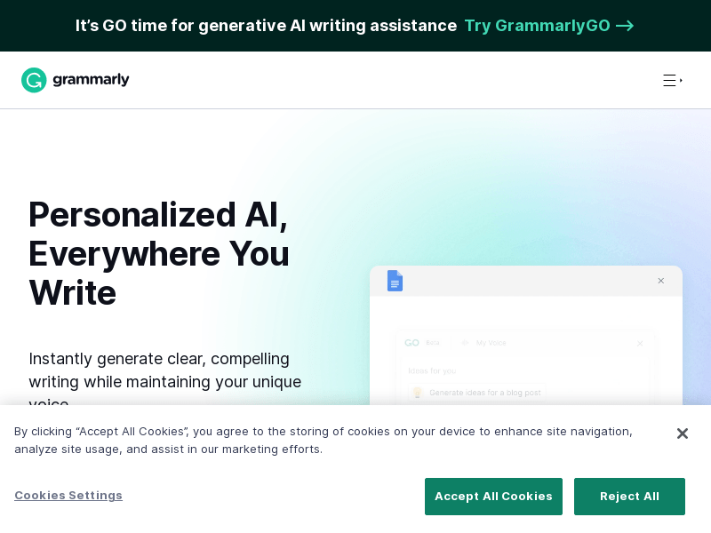 Grammarly product screenshot