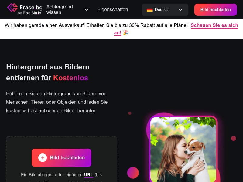 Erase.bg product screenshot