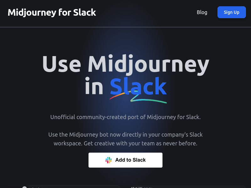Midjourney for Slack product screenshot
