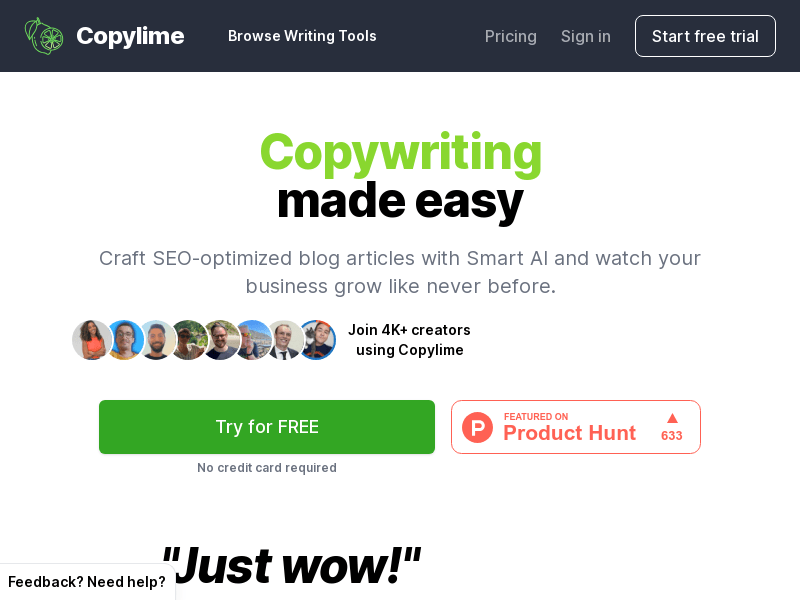 Copylime.com product screenshot