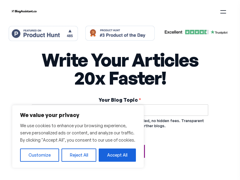 Blog Assistant product screenshot