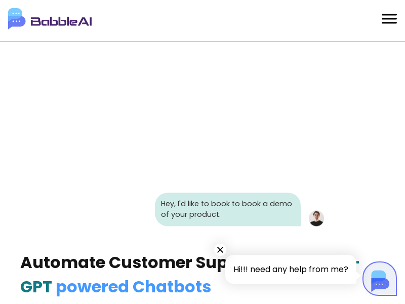 Babble AI | chat-GPT based Chatbots product screenshot