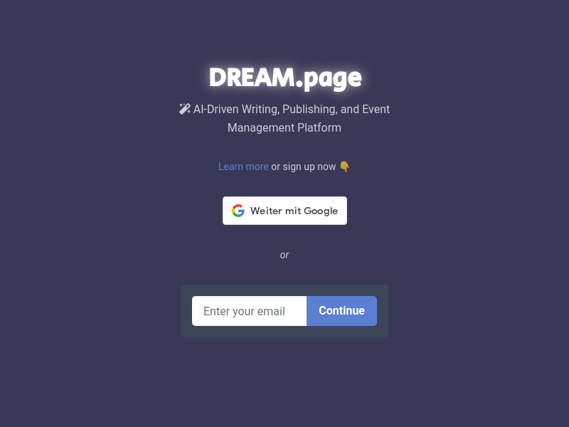 DREAM.page product screenshot