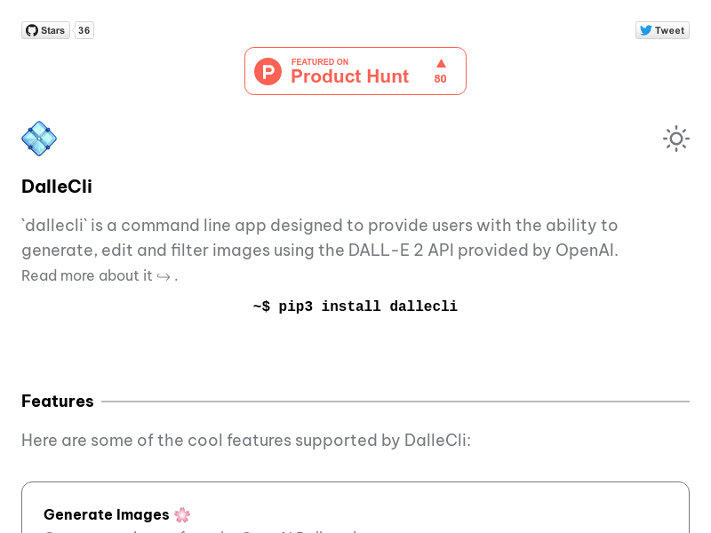 DALL-E Cli product screenshot