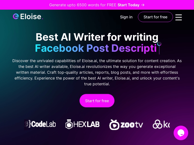Eloise AI product screenshot