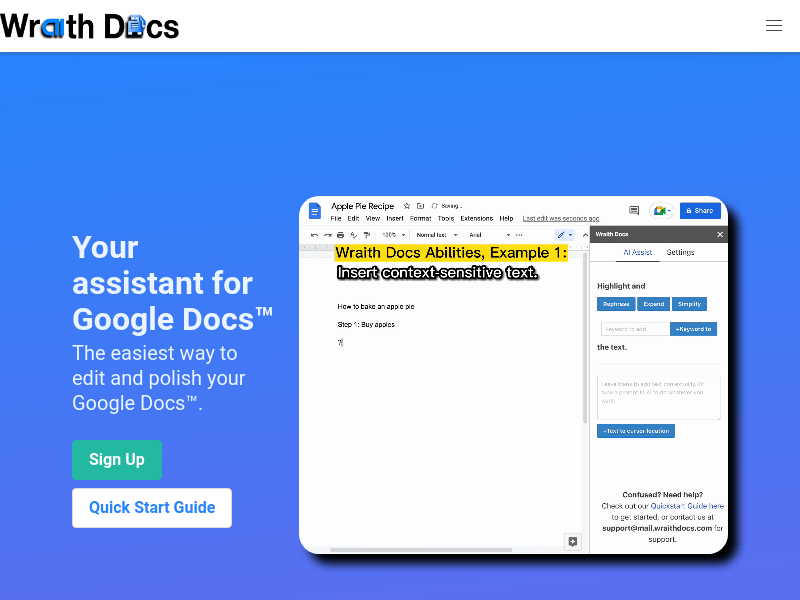 Wraith Docs product screenshot