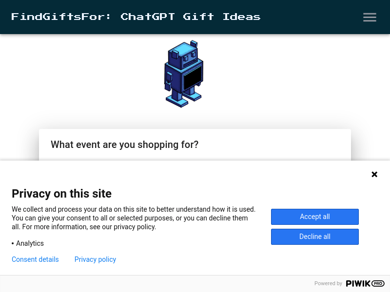 FindGiftsFor ChatGPT Gift Search product screenshot