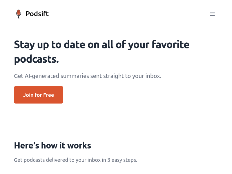 Podsift product screenshot
