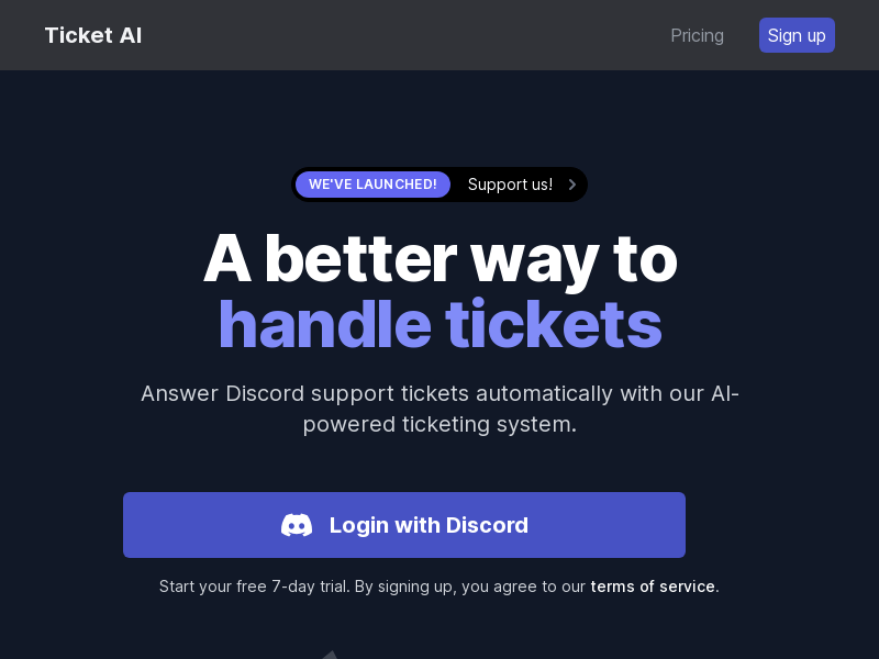 Ticket AI for Discord product screenshot