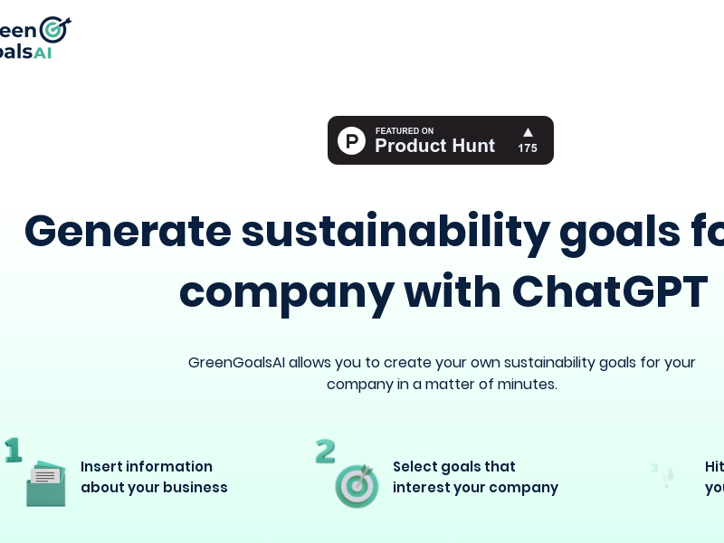 Sustainability Goals AI product screenshot