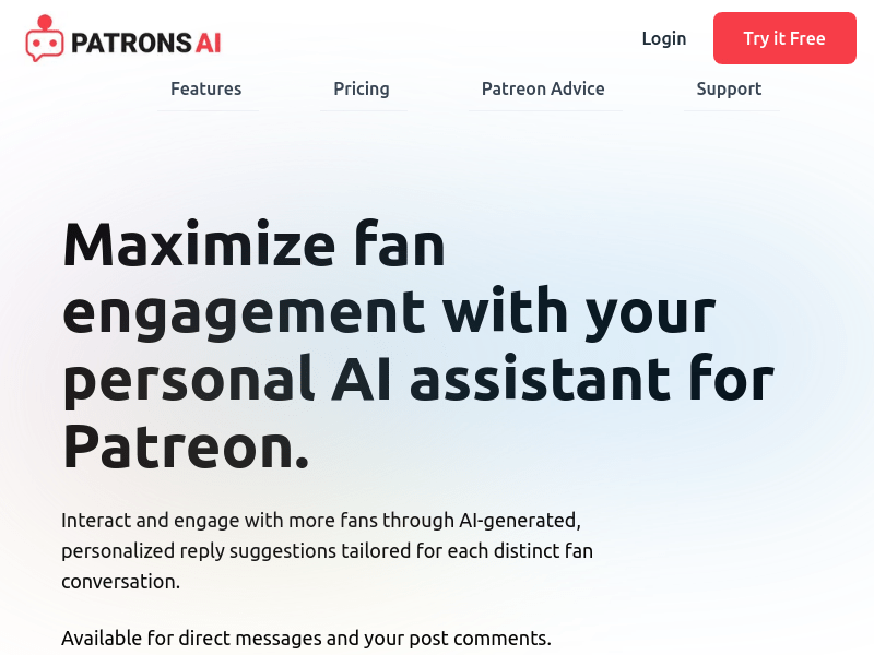 PatronsAI product screenshot