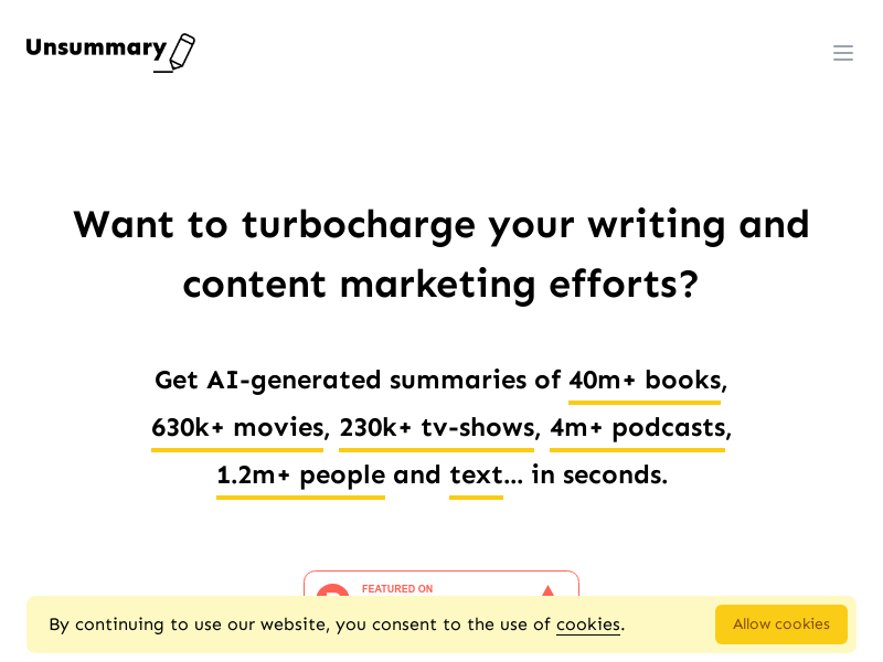 Unsummary product screenshot