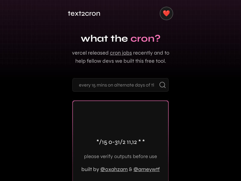 Text to Cron product screenshot